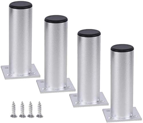 BOCbco Tischbeine Aus Aluminiumlegierung, Möbelfüße, Gewinde, Verstellbar, Schwarze Schrankbeine, Fernsehschrank, Badezimmerschrank, Schrankfüße/Silver/10Cm/4In von BOCbco
