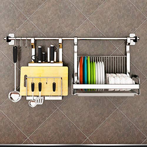 BOCbco Wall-Mounted Sink Dish Drying Rack, Kitchen Stainless Steel Drainer Rack, Large Multi-Function Cutlery Storage Rack/80Cm Bar B von BOCbco