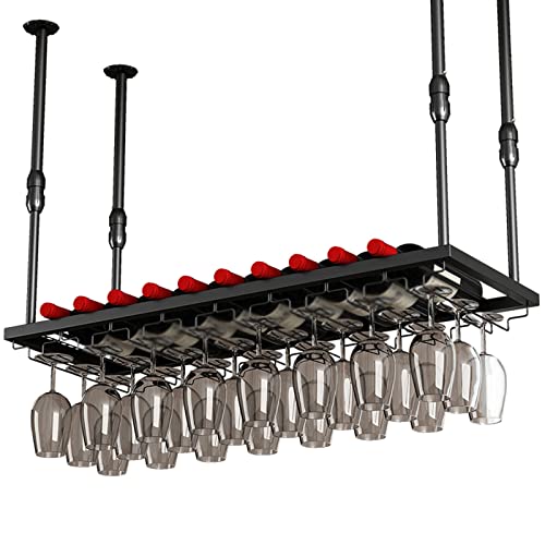 BOCbco Weinglasregal, Decken-Weinregal, Wand-Weinflaschenhalter, Decken-Hängehalter, Höhenverstellbares Dekorationsregal Für Küche, Bar Und Restaurant/Black/120Cm BOCbco Weinglasregal, Decken-Weinregal, Wand-Weinflaschenhalter, Decken-Hängehalter, Höhenverstellbares Dekorationsregal Für Küche, Bar Und Restaurant/Black/120Cm von BOCbco