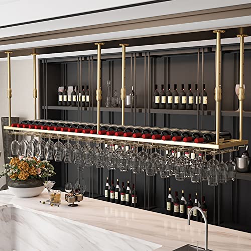 BOCbco Weinglasregal, Decken-Weinregal, Wand-Weinflaschenhalter, Decken-Hängehalter, Höhenverstellbares Dekorationsregal Für Küche, Bar Und Restaurant/Gold/180Cm BOCbco Weinglasregal, Decken-Weinregal, Wand-Weinflaschenhalter, Decken-Hängehalter, Höhenverstellbares Dekorationsregal Für Küche, Bar Und Restaurant/Gold/180Cm von BOCbco