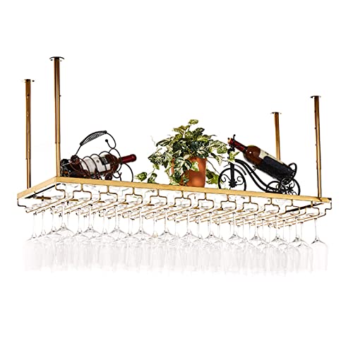 BOCbco Weinregal Aus Goldfarbenem Metall Mit Glashalter, Höhenverstellbares Lagerregal Für Weingläser, Weinregal Für Die Wand, Deckendekorationsregal Für Bars, Restaurants, Küchen/Gold+B/80Cm BOCbco Weinregal Aus Goldfarbenem Metall Mit Glashalter, Höhenverstellbares Lagerregal Für Weingläser, Weinregal Für Die Wand, Deckendekorationsregal Für Bars, Restaurants, Küchen/Gold+B/80Cm von BOCbco