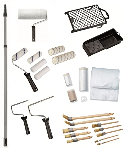 BODENMEISTER Malerset komplett Teleskopstange Wandfarbe streichen Pinselset Renovierungsset Farbroller-Set 28-teilig BODENMEISTER Malerset komplett Teleskopstange Wandfarbe streichen Pinselset Renovierungsset Farbroller-Set 28-teilig von BODENMEISTER