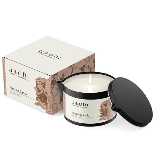 Bodhi® Massagekerze BRASILIANISCHE NUSS 95g, mit 100% Kokossnuss Wax, für wärmende und entspannende Massagen für Paare, Erotische Körper Kerze/Vegan & Bio von BODHI