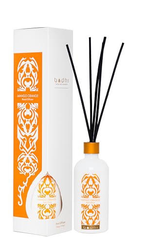Bodhi® Reed Diffuser Mango ORANGE 90 ml - Duftstäbchen für einen frischen Duft Ihrer Räume | Premium Raumduft ohne Alkohol von BODHI