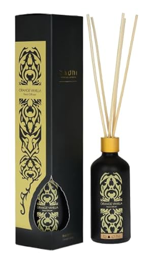 Bodhi® Reed Diffuser ORANGE VANILLE 90 ml - Duftstäbchen für einen frischen Duft Ihrer Räume | Premium Raumduft ohne Alkohol von BODHI