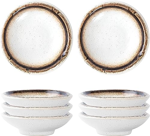 BODHIS Speiseteller, Pastaschüssel, Suppenteller, Suppenteller, Speiseteller, Suppenbecher, Sojasaucenschalen-Set, Keramik-Dip-Schleife von BODHIS
