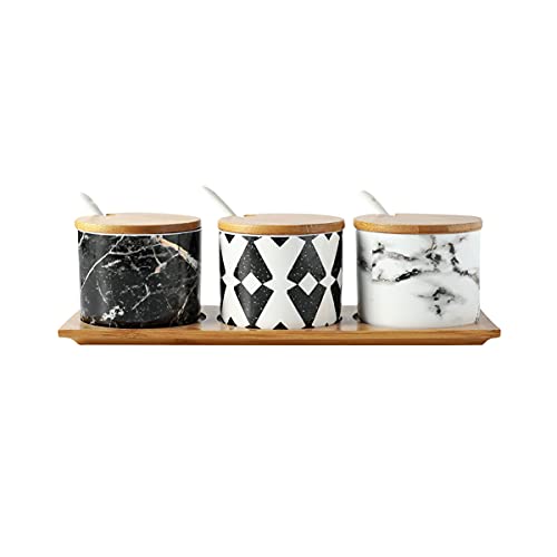 BODHIS Speiseteller, Porzellanplatten, Dessertteller, Gewürzglas, Gewürzbox, Keramik-Gewürzglas, Marmor-Teig von BODHIS