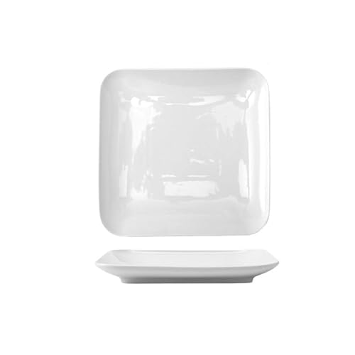 BODHIS Teller Western Steakteller Einfacher weißer quadratischer Keramikteller Kreativer Teller für Zuhause Flacher Teller Hotel Restaurant Tisch von BODHIS