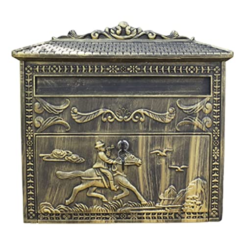 BODHIS Wandmontage-Briefkasten mit Schloss und Schlüssel, verschließbare Briefkästen, Vintage-Briefkasten, für den Außenbereich, Zuhause, Drop-Box, sicherer BODHIS Wandmontage-Briefkasten mit Schloss und Schlüssel, verschließbare Briefkästen, Vintage-Briefkasten, für den Außenbereich, Zuhause, Drop-Box, sicherer von BODHIS