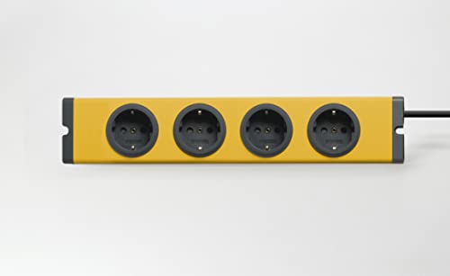 BODO Design Auminium Steckdosenleiste, 4-fach, lackiert in der Trendfarbe Yellow Curry, 1,5 m Zuleitung von Ehmann