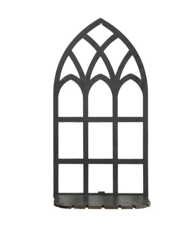 BODOBTF Schwarzes Gothic-Holzregal, hohl, Vintage-Zaunform, Wandbehang, Dekoration, schwebende Regale, Kristallhalter, Raumdekoration, Wanddekoration (TK136-MS8640) von BODOBTF