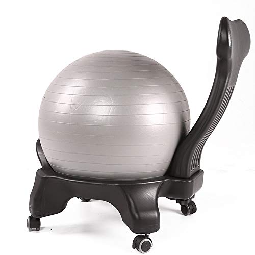 Fitness Balance Ball Chair Stability Adjustable Custom-Fit Balance Ball Desk Chair with 55cm Balance Ball Luftpumpe Geeignet Yoga Ball Office Fitness Ball Stuhl Übung Stuhl(grau) von BODODO
