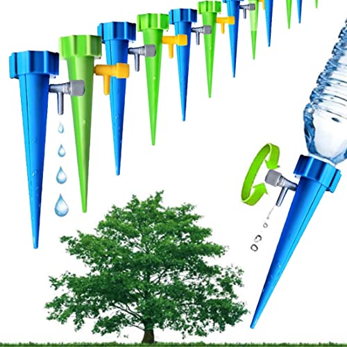 BODYA 12-teilige automatische selbstbewässernde Spikes, verstellbare Pflanzenbewässerungsgeräte mit langsamem Steuersystem für Gartenpflanzen im Innen- und Außenbereich von BODYA