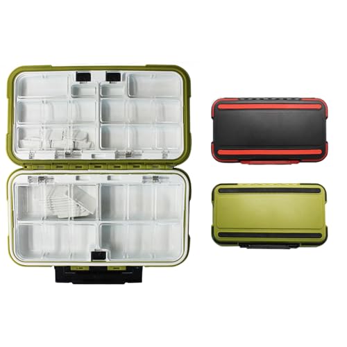 2Pack köderbox angeln, 19x10x4,5 cm Wasserdichte Accessory Box, Köderbehälter Köderbox flach Fischhaken Köderbox Stauraum für Fischerei Angelausrüstung ABS Kasten Fishing Tackle Box Angelboxen von BODYGAD