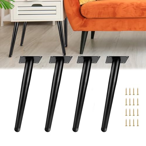 4 Stück 35cm Schräge Möbelfüße, Tischbeine Höhenverstellbar Konische Metall Möbelfüße Stuhlbeine Schrankbeine Sofafuss Schwarz Tischbeine Metall Tischbein Möbelbeine für Tische Sofas Tv Schränke von BODYGAD