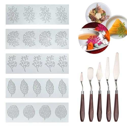 BODYGAD 5 Stück silikonformen backen, Mit fünf handgefertigten Messern DIY Silikon Kuchen Spitzenform für Kuchenrand Dekoration 3D Fondant Silikonform Kuchen Deko Form Lebensmittelqualität Leichtes Lösen von BODYGAD