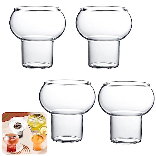 BODYGAD Glas Dosenform Gläser 4er Set, Design Vintage Bubble Glass, 280ml Trinkglas, Eiskaffee, Longdrink, Cocktailglas von BODYGAD