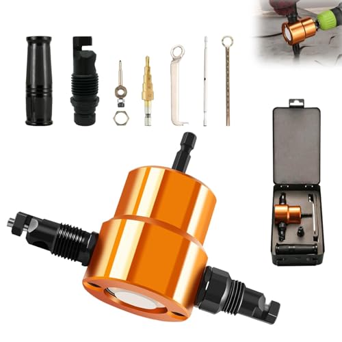 Blechschneider für Akkuschrauber, 7 Stück Blechknabber 360 Degree Verstellbarer Adjustable Blechschneider Cutter Doppelkopf Blechknabber für Bohrmaschine Stanze mit Stanzwerkzeugen von BODYGAD