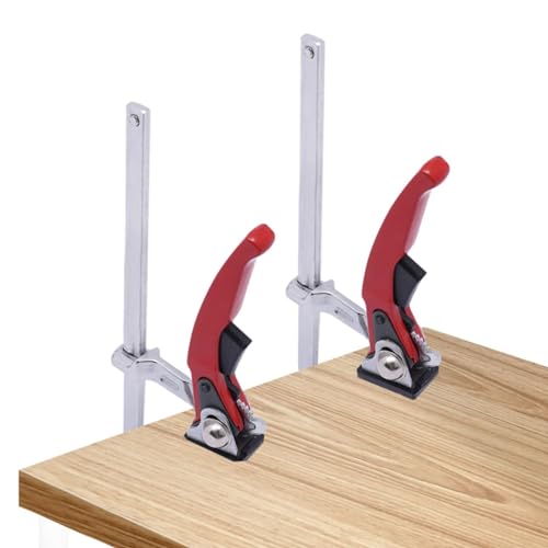 Ganzstahl Tischzwinge mit Hebelgriff，2 StüCk Zwinge, Klemmzwingen Hebelzwinge Tischzwinge Hebelzwinge Schnellspanner mit 210mm KapazitäT und 90mm Kehlentiefe Zum Schleifen, Schneiden von BODYGAD
