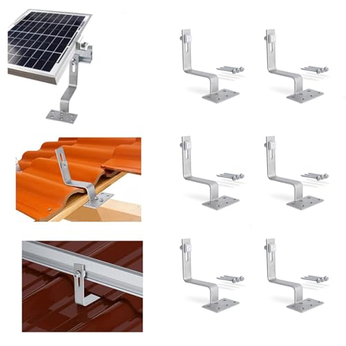 PV Balkonkraftwerk Halterung Dachhaken, 6 pack Solarmodule Solar Dachhaken Alu Solarmodul Halterung Ziegeldach Anwendbar Solarmodule Dick 30-35mm Befestigung Dachziegel Edelstahl Dachhaken von BODYGAD