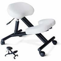 Ergonomischer Kniestuhl Bürohocker aus Metall mit Kissen Balancesteel - Weiß von BODYLINE HEALTH AND MASSAGE