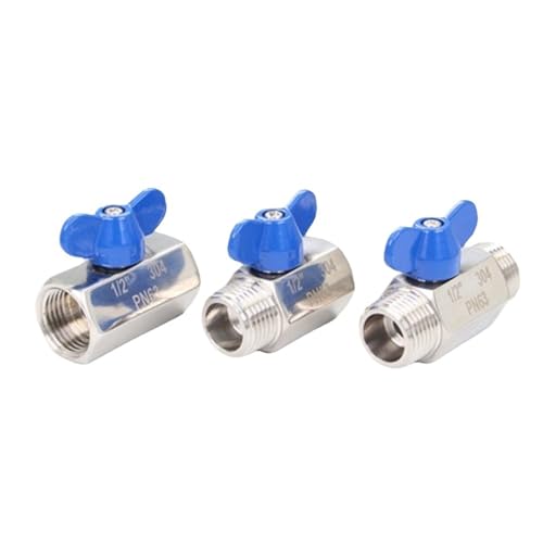 1/8" 1/4" 3/8" 1/2" 3/4" 1" BSP Female Male 304 Stainless Steel MIni Shut Off Ball Valve With Butterfly Handle Sanitary Homebrew(1l2 BSP Female) von BOEAXTYUI