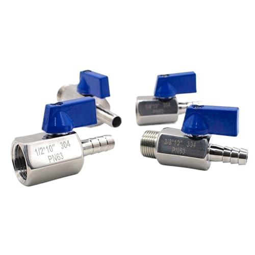 1/8 "1/4" 3/8 "1/2" BSP MINI-Kugelhahn 304 Edelstahl Innengewinde Außenadapter 8/10/12mm Schlauchanschluss 2-Wege-Kugelhähne(3/8",FEMALE_8 MM) von BOEAXTYUI