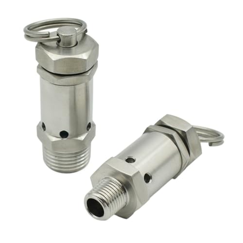 304 Stainless Steel Sanitary Micro Spring Safety Valve 1/4 "1/2" BSPT NPT Male 0.5-10 Bar Exhaust, Suitable For Air Compressors(4 Bar Fixed) von BOEAXTYUI