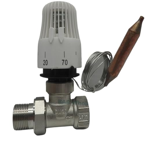 Brass 2 way Straight thermostatic radiator valve for heating system temperature controller valve energy save 30-70degree(DN20) von BOEAXTYUI