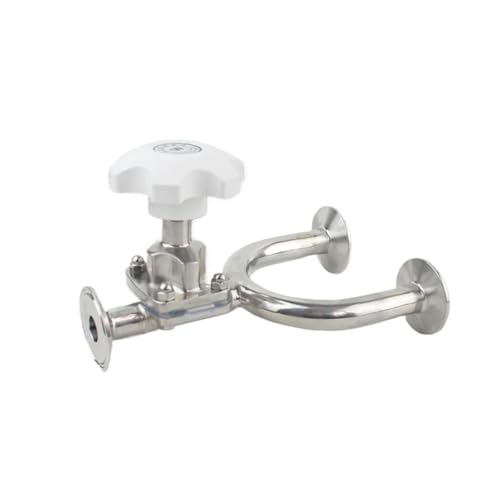 Fit 19/25/32/38mm x 1.5" Tri Clamp Sanitary U-Shaped 3 Ways Diaphragm Valve 316L Stainless Steel Homebrew(32-19-32mm) von BOEAXTYUI