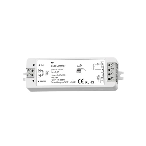 LED-Dimmer, 1 Kanal, 12 V, 24 V, 4 Zonen, einfarbig, for LED-Streifen, for den Innenbereich, Lingting KIT, 2,4 G RF, kabellose Fernbedienung, Touch-Schalter, Dimer(4xV1 1x TW1-4(B) KIT) von BOEAXTYUI