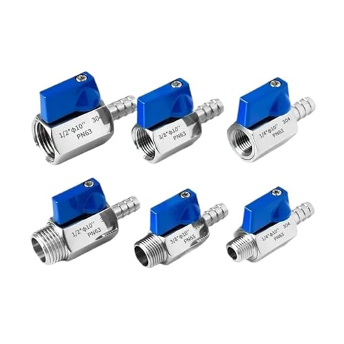 Multi colored handleBlue Silver MINI Ball Valve Stainless Steel Pagoda Adapter 304 Hardware 2 Way Gas Ball Valve Pointed Mouth(7MM_3/8") von BOEAXTYUI