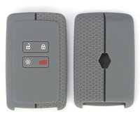 Guaina per chiave auto compatibile con Renault Smart Key a 4 pulsanti (solo Keyless Go) - Guscio protettivo in silicone morbido (Grigio scuro (linea von BOED