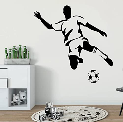 BOEERLCNL Fußball-Wandtattoo Teen Art Deco Fußball-Wandmaler mit abnehmbarem Vinyl-Wandaufkleber, schwarz, 110 x 129 cm von BOEERLCNL