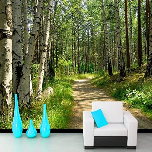 BOEERLCNL Selbstklebende PVC Wohnzimmer Tapete 3D Wandbild grüner Waldweg Landschaft Raum Hintergrund Wandkunst Aufkleber Poster von BOEERLCNL