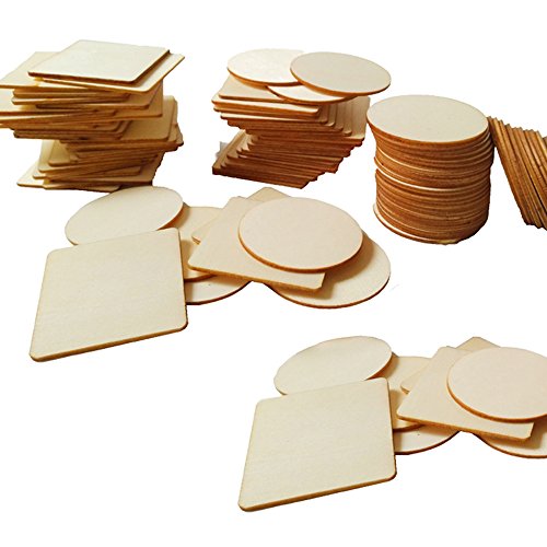 100 Stück 4 * 4cm Holzscheiben Baumscheibe Holzplättchen Scheiben Verzierungen Log DIY Hochzeit Dekoration Handwerk Handarbeit Etiketten Sitzplatten Gemälde von BOELLRUNO