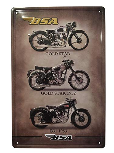 Blechschild im Vintage-Stil, klassisches BSA-Motorrad-Wandschild aus Metall, für Garage, Werkstatt, Geschäft, Büro, 20 x 30 cm von BOEMY