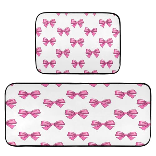 BOESI Graffiti Rosa Schleife Küche Fußmatten 2er Set, rutschfest Waschbar Saugfähig Küchenteppiche Weich und Bequem Geeignet für Küche, Schlafzimmer BOESI Graffiti Rosa Schleife Küche Fußmatten 2er Set, rutschfest Waschbar Saugfähig Küchenteppiche Weich und Bequem Geeignet für Küche, Schlafzimmer von BOESI