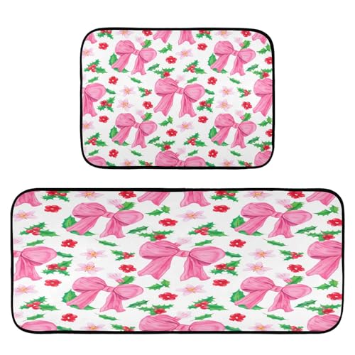 BOESI Graffiti Rosa Schleife Küche Fußmatten 2er Set, rutschfest Waschbar Saugfähig Küchenteppiche Weich und Bequem Geeignet für Küche, Schlafzimmer BOESI Graffiti Rosa Schleife Küche Fußmatten 2er Set, rutschfest Waschbar Saugfähig Küchenteppiche Weich und Bequem Geeignet für Küche, Schlafzimmer von BOESI