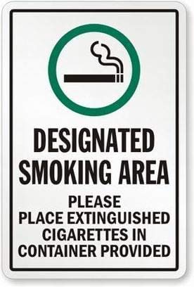Warnschild mit Aufschrift "Designated Smoking Area Please Place Extinguished Cigarettes in Container.8 X 12 Inch for Notice Street Traffic Danger Outdoor Waterproof and Rustproof Metal Tin Sign von BOEYC