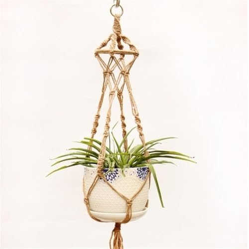 BOFIBO Schweberegale 1pc Großformatige Betriebsaufhänger Korb Handgemachte Seil Töpfe Halter Feinhanfseil Net Blumentopfpflanze Lanyard Baumwolle Hanging Baskets Betriebsaufhänger Flowerpot(E) von BOFIBO