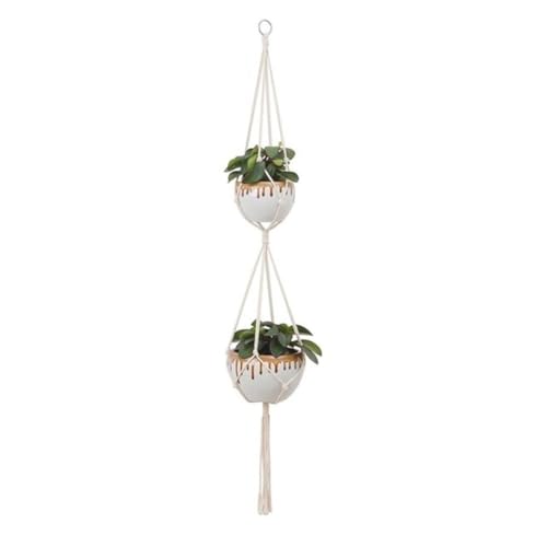 BOFIBO Schweberegale 1pc Großformatige Betriebsaufhänger Korb Handgemachte Seil Töpfe Halter Feinhanfseil Net Blumentopfpflanze Lanyard Baumwolle Hanging Baskets Betriebsaufhänger Flowerpot(G) von BOFIBO