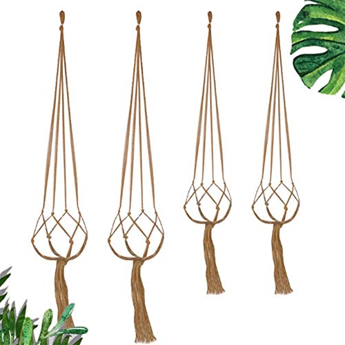 BOFIBO Schweberegale 4/ 8pc Topfhalter Macrame Pflanzen Hanger Hanging Pflanzer Korb Jute geflochtenes Seil Fertigkeit Cotton Einhängekörbe Handgemachte Pflanzen Hanger Flowerpot(4PCS) von BOFIBO