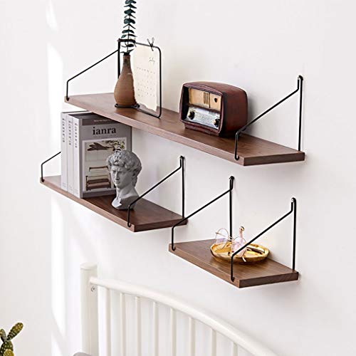 BOFIBO Schweberegale Schwimmdock Regale Wand befestigter, Holz Wandregale Rustic Satz 3 Abstellflächen Display Racks Home Decor Wandregal for Wohnzimmer, Schlafzimmer, Küche(Walnut) von BOFIBO