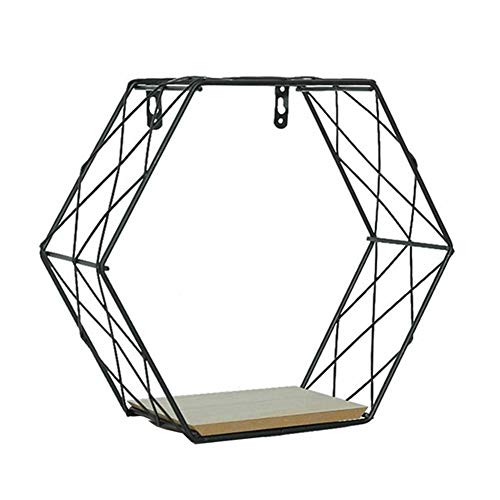 BOFIBO Schweberegale Wand Clapboard Eisen Hexagonal Gitter Wandregal Kombination hängend geometrische Figur Dekoration Startseite Loch aushöhlen Edelstahl(22x20cm) von BOFIBO