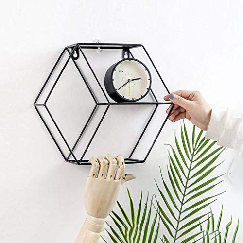BOFIBO Schweberegale Wand Clapboard Hexagonal Geometric Speicherrahmen Eisengitter Wandregal Lagerung hängen Dekor Draht Abbildung Grid Design-2020(Blanc) von BOFIBO