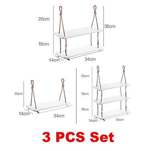 BOFIBO Schweberegale Wand Clapboard Lagerregal dekorative Wandregale Haken an der Wand Holz Regalwand Küche Speicherorganisation Regalschrankspeicher-Rack(3 PCS Set) von BOFIBO