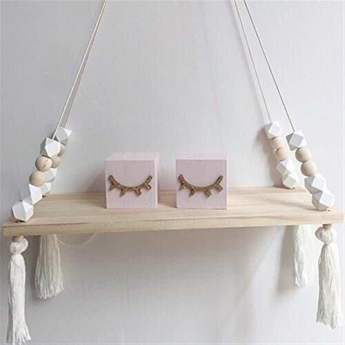 BOFIBO Schweberegale Wand Clapboard Nordic- Kinderzimmer scherzt Dekor Quasten Lagerung Regal Rack-Wand- Hängen Holz Spielzeug Modell Baby-Kind-Raum- Furnish Artic Home Decoration(Blanc) von BOFIBO