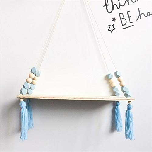 BOFIBO Schweberegale Wand Clapboard Nordic Kinderzimmer & Kids Decor Quasten Lagerung Regal Rack-Wand- Hängen Holz Spielzeug Modell Baby-Kind-Raum- Furnish Artic Home Decoration(Blauw) von BOFIBO