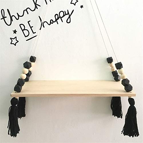 BOFIBO Schweberegale Wand Clapboard Nordic Kinderzimmer & Kids Decor Quasten Lagerung Regal Rack-Wand- Hängen Holz Spielzeug Modell Baby-Kind-Raum- Furnish Artic Home Decoration(Nero) von BOFIBO
